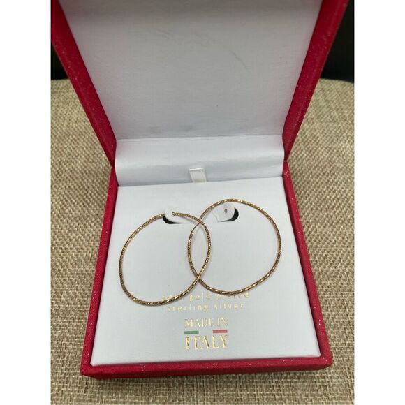 New in Box Mia Fiore Gold Plated Wire Earrings Made in Italy Pierced Gift Idea - Picture 5 of 6